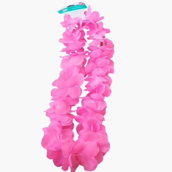 Pink Hawaiian Flower Lei Necklace - Picture 1 of 3
